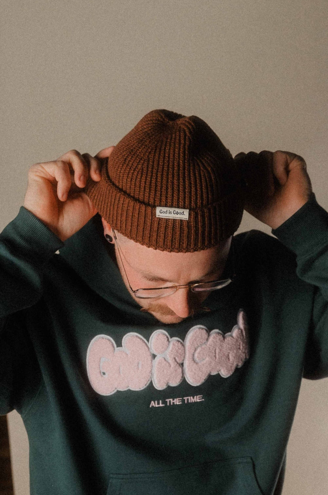 GOD IS GOOD Beanie Braun