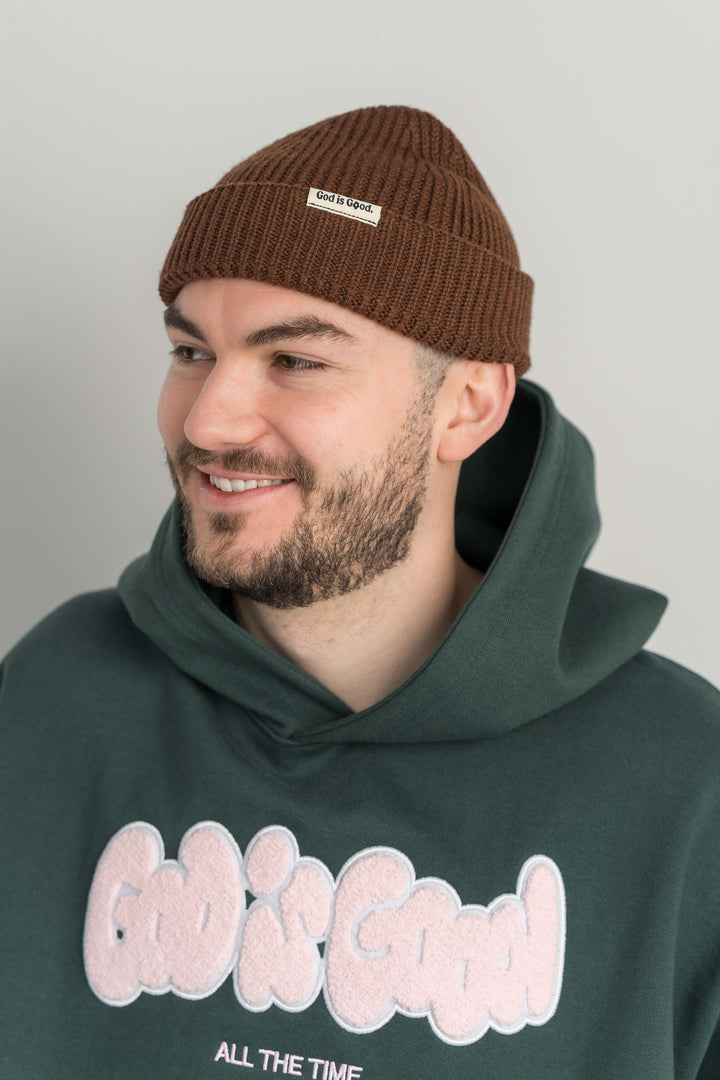 GOD IS GOOD Beanie Braun