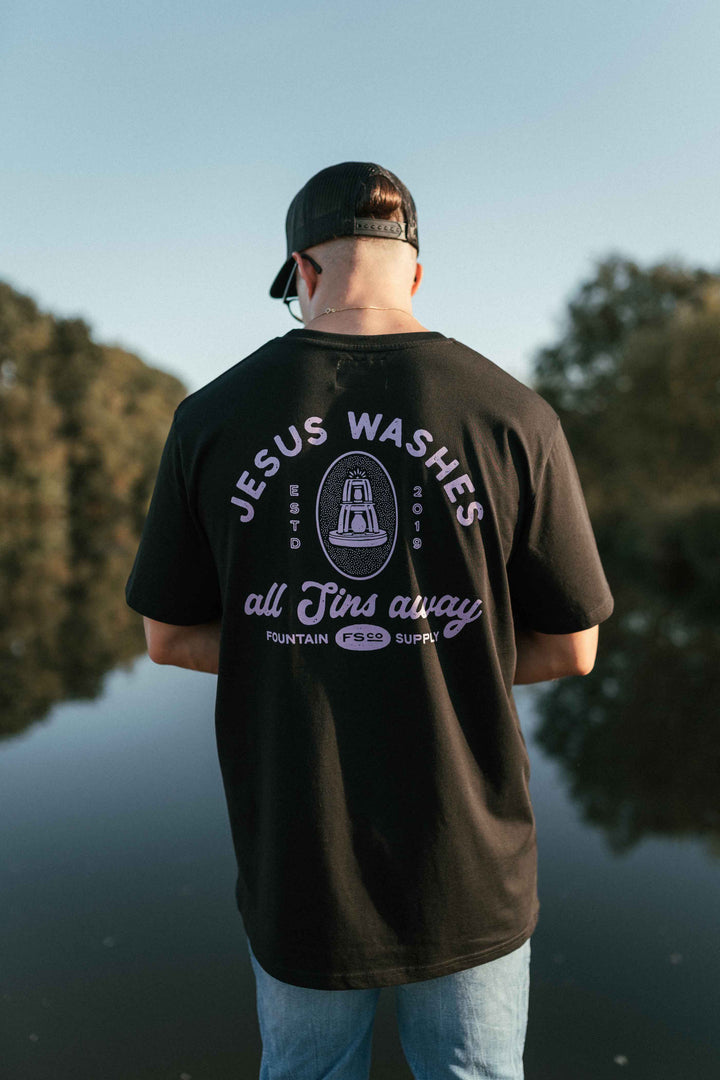 JESUS WASHES ALL SINS AWAY T-Shirt black